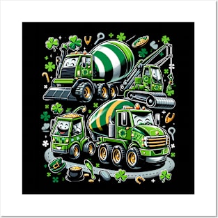 St Patricks Day Construction Trucks Funny Boys Kids Toddler Posters and Art